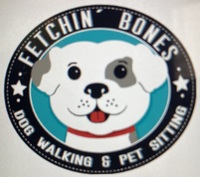 Business logo for Fetchin' Bones Dog Walking